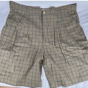 NWT Vtg Y2K Guess Georges Marciano Plaid Cotton Shorts Mens 38 Pleated Preppy